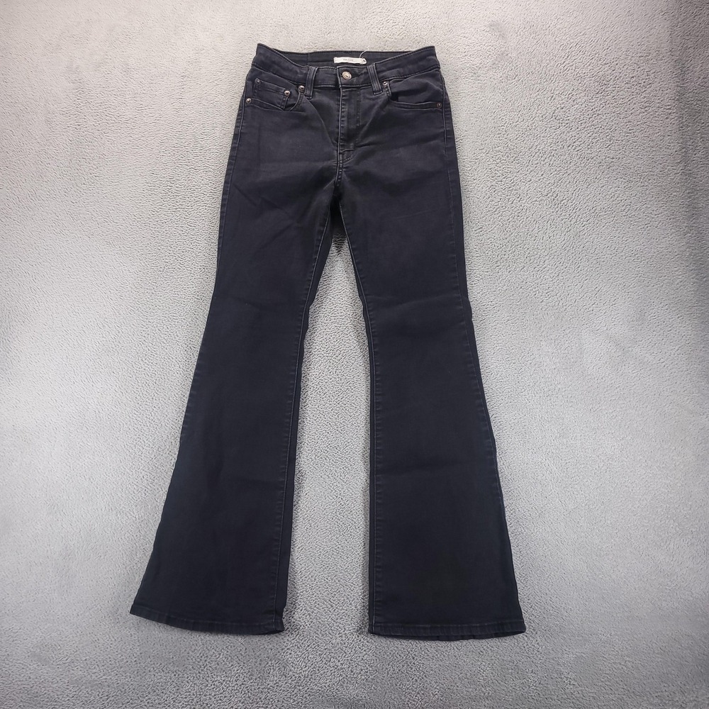 Levis Jeans Womens 29 Black 726 Flare High Rise Dark Wash Stretch Minimalist